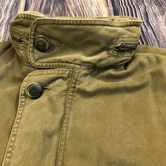 80’s ARMANI JEANS Coat Made in Italy Stoned Wash Brown But/Zip Lined Hood Sz 48
